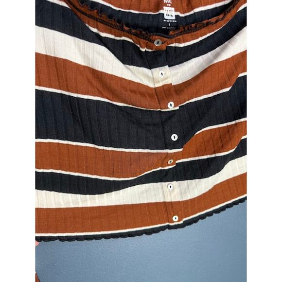 Me to We Top Women's Size Large Long Sleeve Crop Top Striped Boho Western Wear - Picture 4 of 6